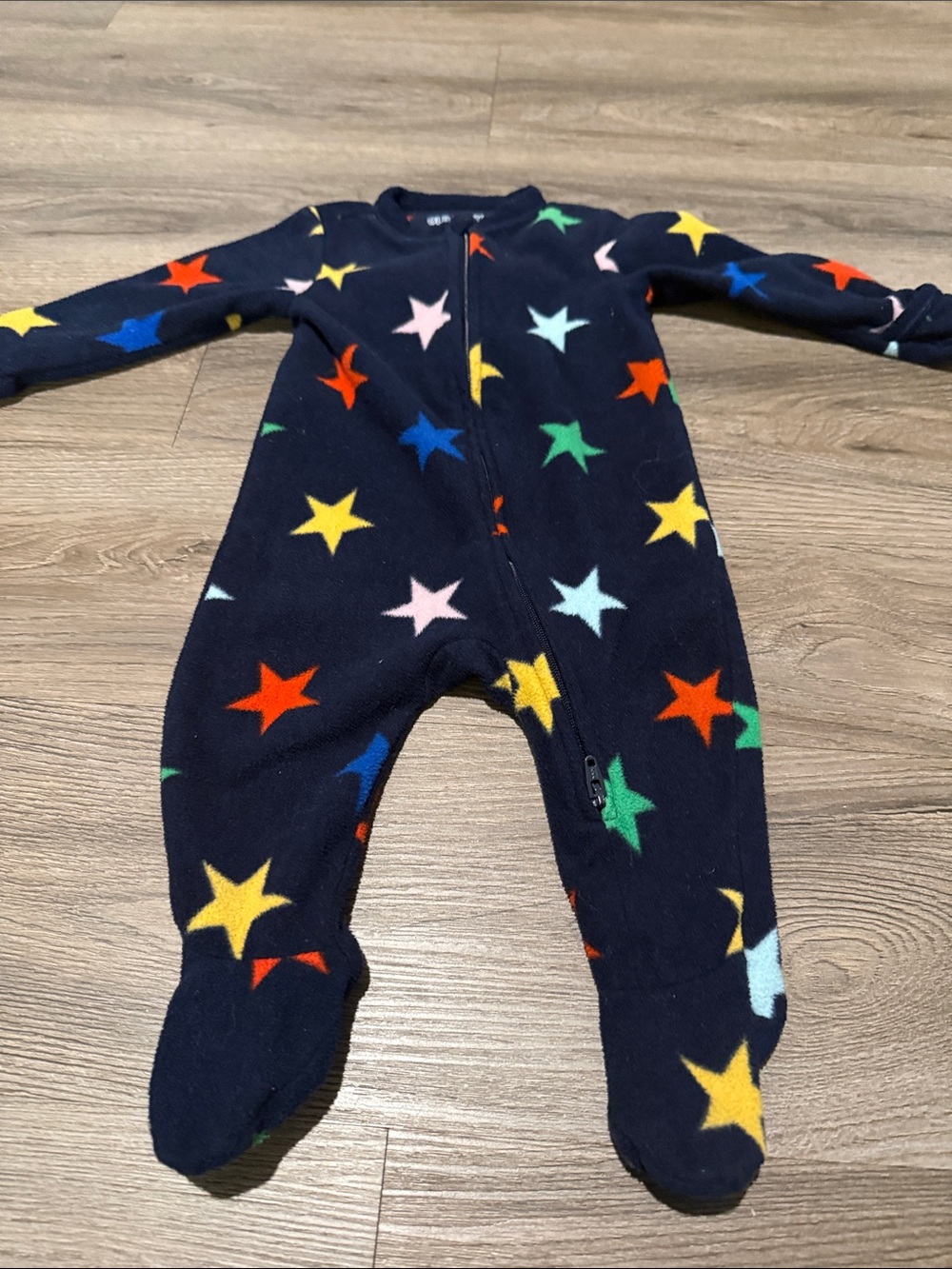 Old Navy Navy Fleece Star Footed Pajamas with Multicolor Stars